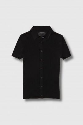 Black button-down T-shirt