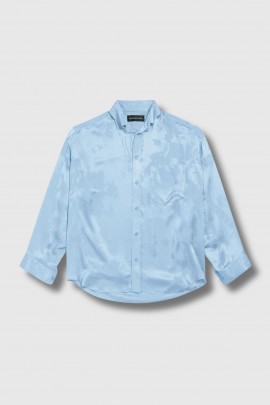 Chemise crayon jacquard en soie bleu clair 