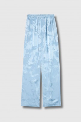Pantalon crayon jacquard en soie bleu clair 