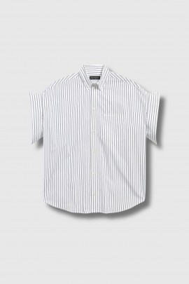 Chemise Tucked Sleeve lignée blanc et bleu 