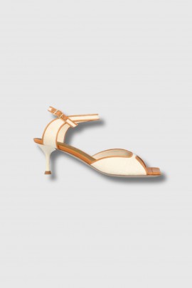 Griselda 04 sandals in raffia and camel leather