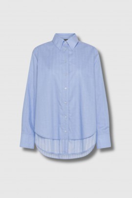 Chemise lignée réversible bleu