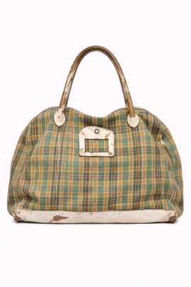 Monzeglio bag in green, yellow and red tartan