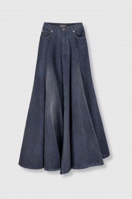Dark blue denim maxi skirt