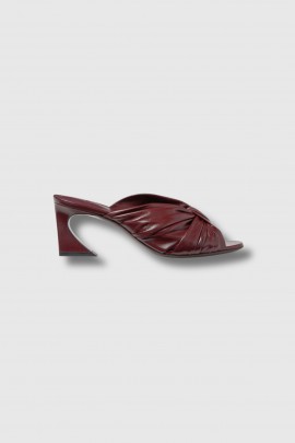 Sandales à talons en cuir nappa bordeaux 