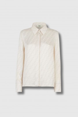 FF logo shirt in ecru silk