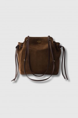 Brown suede tote bag