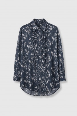 Oversized black floral shirt
