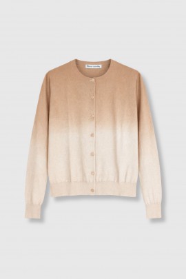 Beige cashmere and cotton cardigan