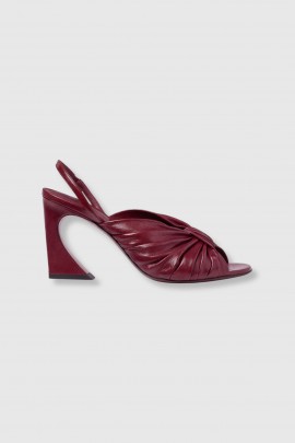 Sandales à talons en cuir nappa bordeaux 