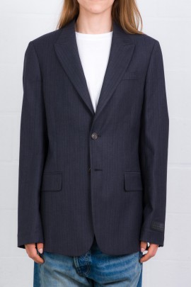 Blazer simple boutonnage en laine noir 