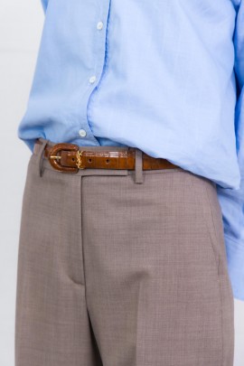 Cassandre slim belt in brown crocodile leather