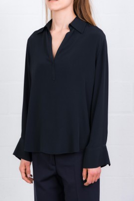 Black V-neck flowing shirt