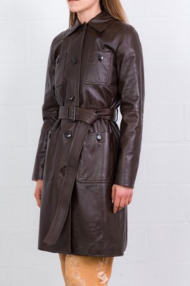 Tamaca brown leather coat
