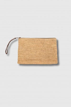 Pochette Ampy en raphia tea