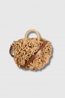 Coral Tea bag in natural raffia