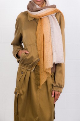 Beige gradient brushed, airy cashmere stole