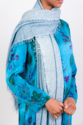 Echarpe bicolore en cachemire bleu 
