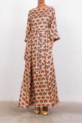 Orange silk print dress
