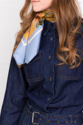 Foulard papier floral bleu