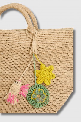 Charm à sac en raphia Starfish 