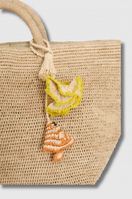 Charm à sac en raphia Stripy 