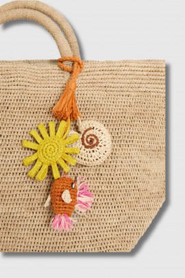 Charm à sac en raphia Sun 
