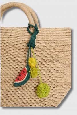 Charm à sac en raphia Watermelon