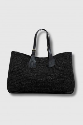 Sac Set Black en raphia noir 