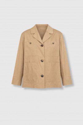 Veste chemise en coton beige