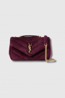 Small Loulou bag in burgundy suede