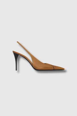 Escarpins Slingbacks Babylone en cuir lisse camel