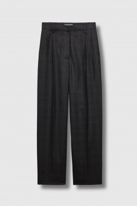 Pantalon à carreaux en laine gris anthracite 