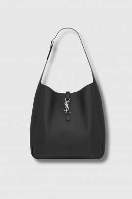 Large 5 à 7 Bag in black grained leather