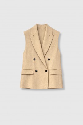 Taia sleeveless jacket in beige linen