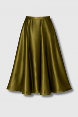 Long Calle skirt in green silk organza