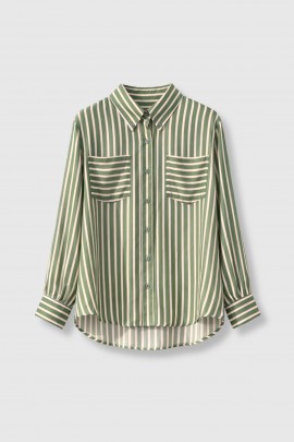 Chemise lignée Cheers verte 