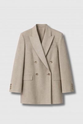 Beige Double-Breasted Blazer
