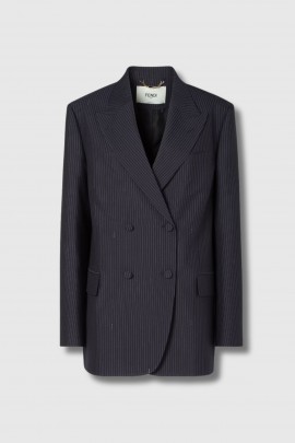 Blazer à lignes double boutonnage bleu marine 