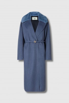 Manteau en cachemire reversible bleu marine 