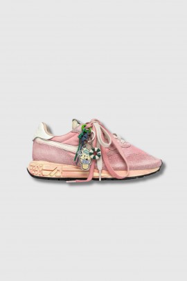 Reelwind sneakers in pink nylon and suede