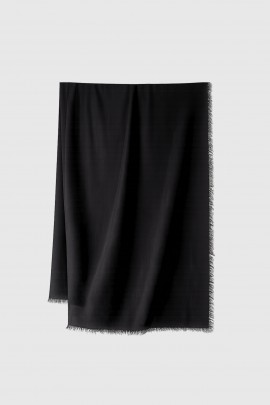 Black cashmere and wool stole