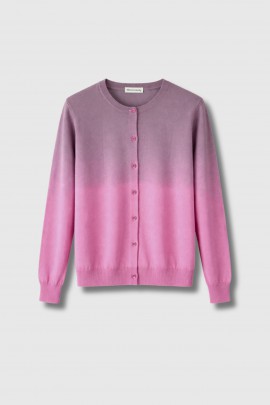 Cardigan en cachemire et coton mauve/rose