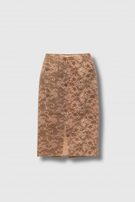 Bronze and brown lace midi skirt