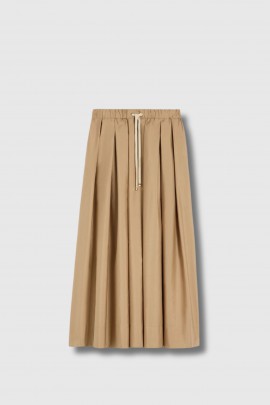 Jupe Pineta longue plissée en coton lavé beige 