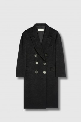 Rosea quilted black jacquard coat