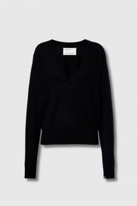 Pull col V Collin en cachemire et laine noir 