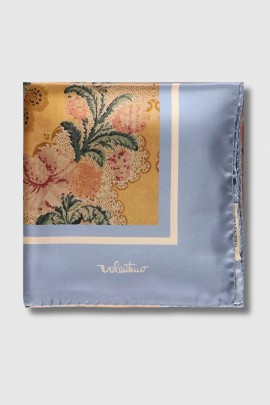 Foulard papier floral bleu