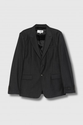 Blazer simple boutonnage en laine noir 