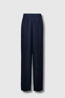 Navy blue flowing silk trousers